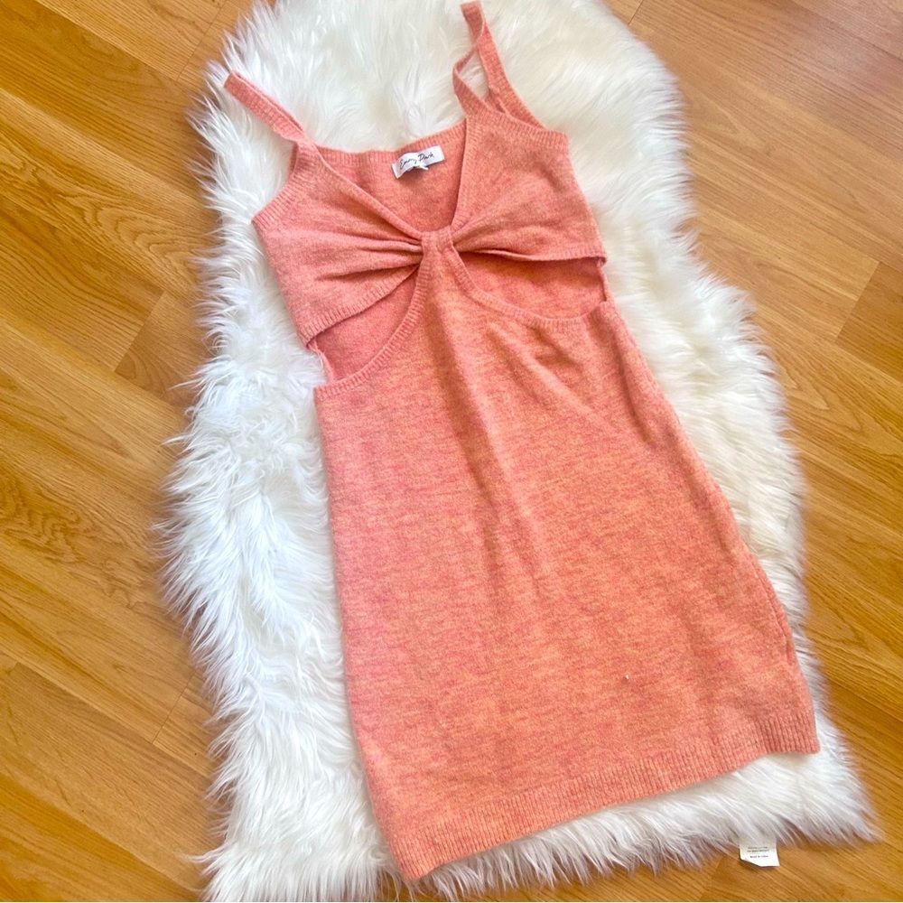 Emory Park Mini Dress Pink Knitted Cut Out Size Medium